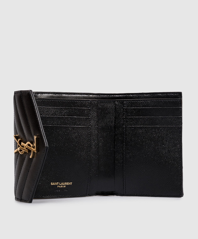 Saint Laurent Черный кожаный портмоне с простежкой 403943BOW01 изображение 3