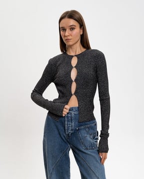 AMIRI Чорний кардиган в рубчик з люрексом AWTOKN1015