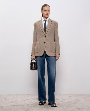 Brunello Cucinelli Бежевий жакет з люрексом M0AZT7511