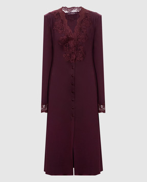 Ermanno Scervino Бордовое платье из шерсти с кружевом D492Q335APYEM
