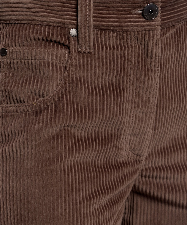 Brunello Cucinelli Коричневі вельветові штани з ланцюжком моніль MP180P9075 зображення 5