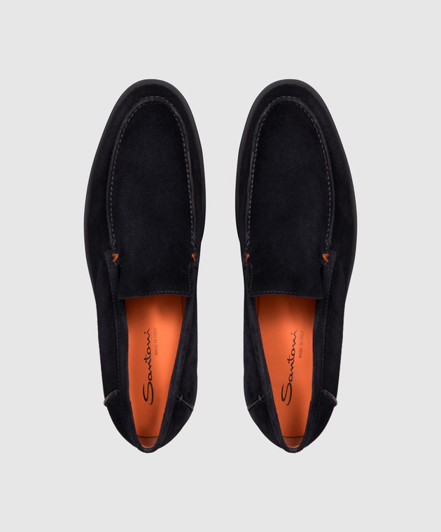 Santoni Синие замшевые лоферы MGDG17824OOTBGEX изображение 4