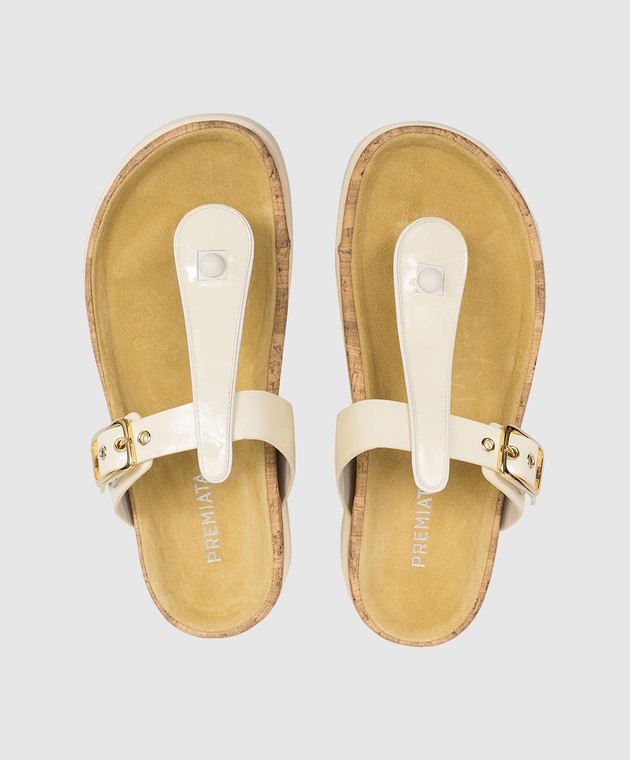 Premiata Жовті шкіряні лаковані шльопанці M7391 зображення 4