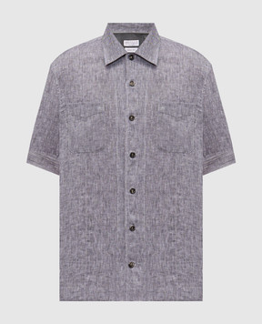 Brunello Cucinelli Сіра сорочка з льону прямого крою MM6840619