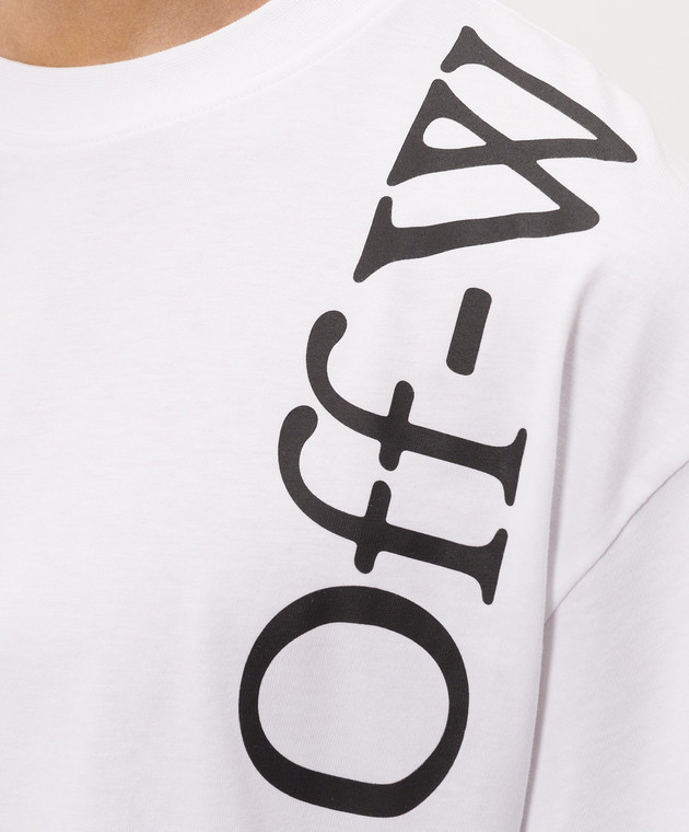Off-White Белая футболка с контрастным логотипом 44MAA120F26J010 изображение 5