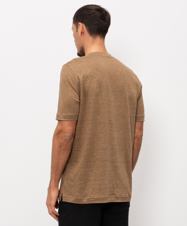 Stefano Ricci Коричнева футболка з льону K919071G10T26205 зображення 3