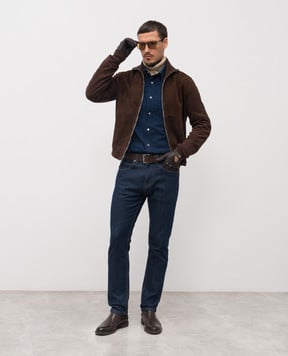 Tom Ford Коричнева комбінована куртка KZF012YMW136