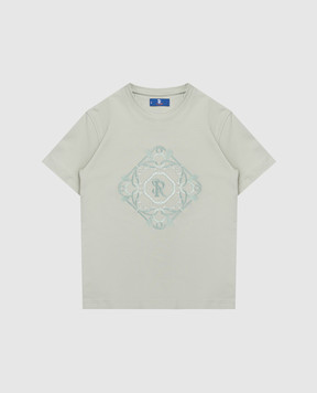 Stefano Ricci Детская зеленая футболка с вышивкой логотипа монограммы YNH6101470LUXT