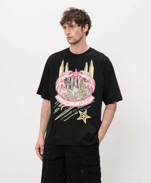 Off-White Чорна футболка Big Frame World 44MAA120Z26J002 зображення 3