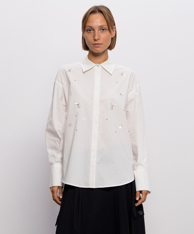 Twinset Белая рубашка с аппликацией 262AP2322 изображение 3