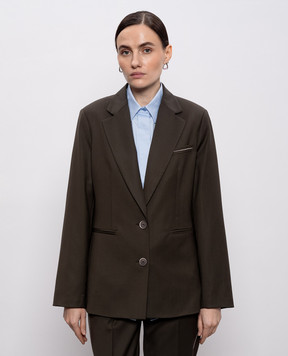 Peserico Коричневий жакет з вовни з ланцюжком моніль A0120202584