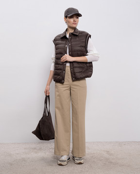 Peserico Коричневий пуховий жилет з ланцюжком моніль A034622200N