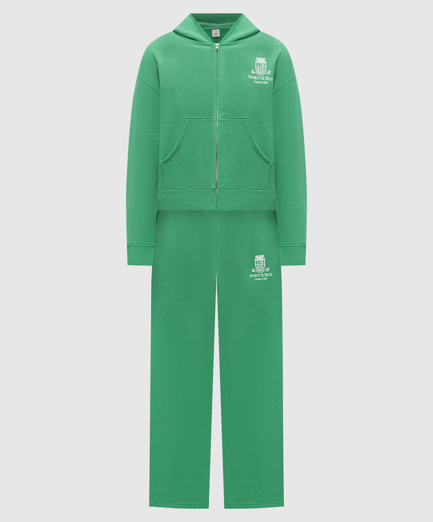 Sporty & Rich Зелений утеплений спортивний костюм з принтом ST10283272GR19PA088832