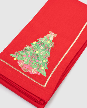 Vondels Набір червоних сервірувальних серветок Christmas tree з льоном 9240000450028