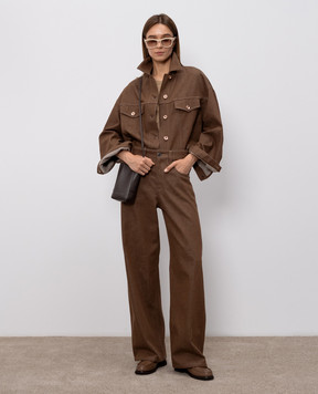 Brunello Cucinelli Коричневі джинси з патчем логотипа MP134P4021