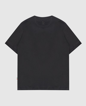 Stefano Ricci Дитяча чорна футболка з вишивкою монограми логотипа YNH6101470LUXT