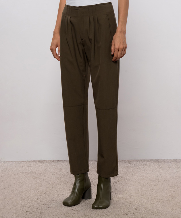 Maison Margiela MM6 Штани кольору хакі з вовною S62KB0269M35436 зображення 3
