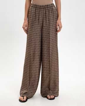 Max Mara Коричневі штани VISCHIO із шовку MXMVISCHIO