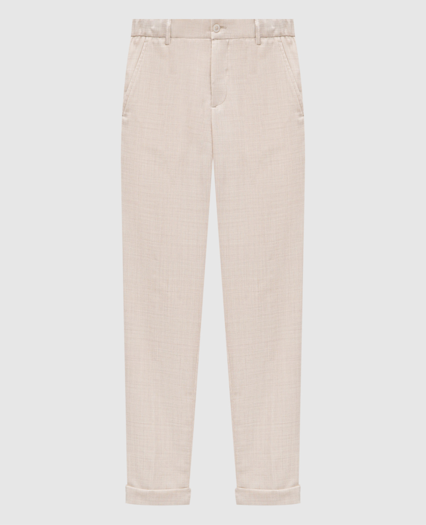 

Бежевые брюки из шерсти, Бежевый, Зауженные брюки