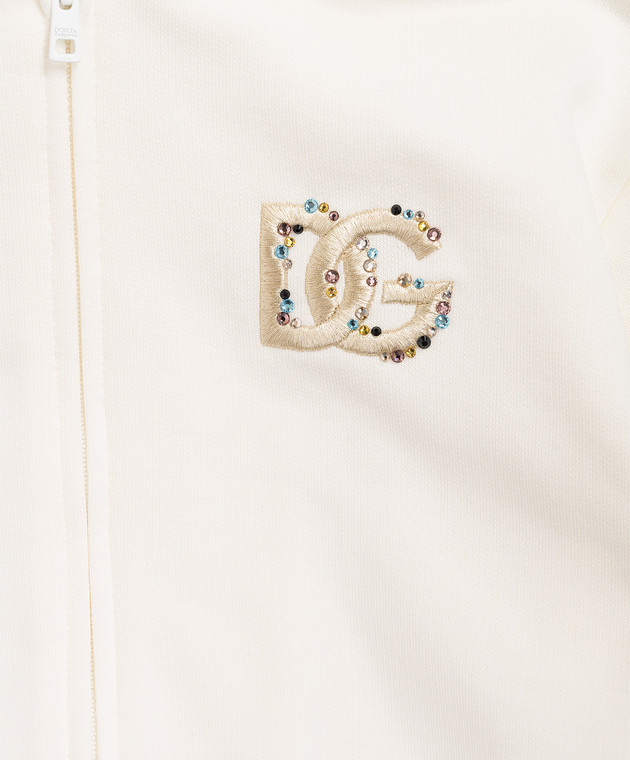 Dolce&Gabbana Дитяча бежева спортивна куртка з вишивкою монограми DG L5JWCWG7PVI812+ зображення 3