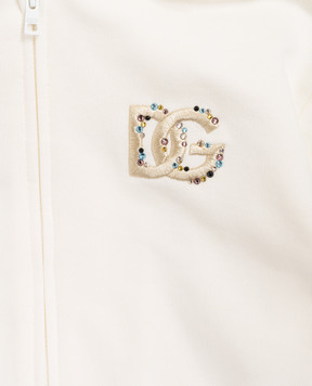 Dolce&Gabbana Детская бежевая спортивная куртка с вышивкой монограммы DG L5JWCWG7PVI812+
