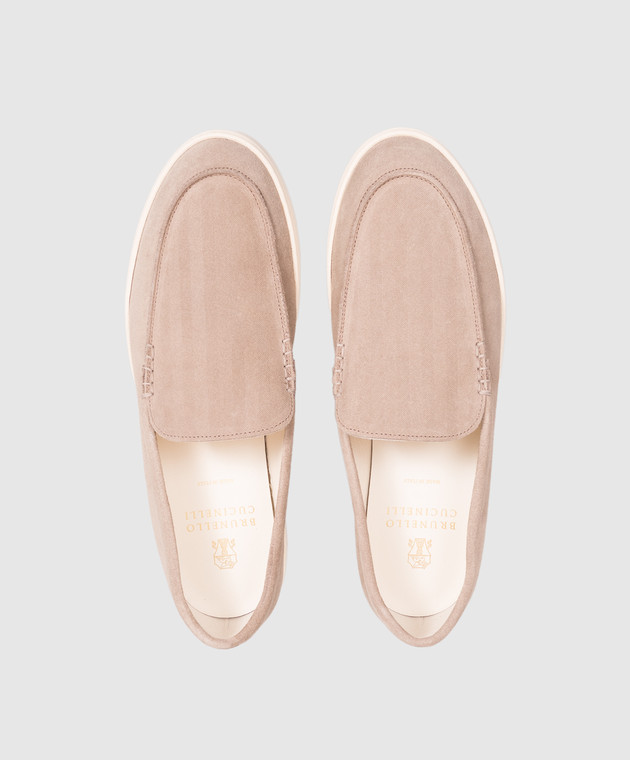 Brunello Cucinelli Бежевые замшевые слипоны MZUHVSP335 изображение 4