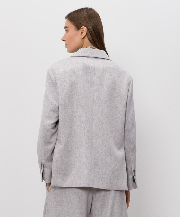 Brunello Cucinelli Сірий жакет з вовни з ланцюжком моніль MG5497204P зображення 4