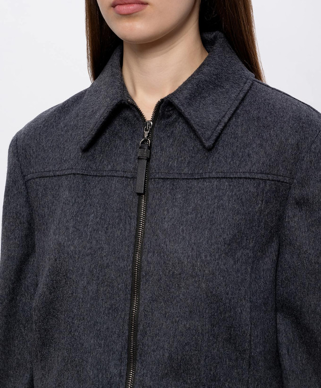 Brunello Cucinelli Сіра укорочена куртка з вовни MG5497459P зображення 4