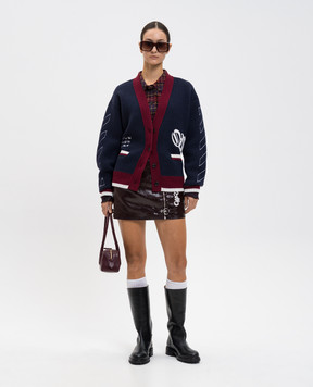 Off-White Синій кардиган з вовни з логотипом 2HB04GF25KNI001