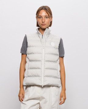 Brunello Cucinelli Серый пуховый жилет с нашивкой эмблемы MD5983306