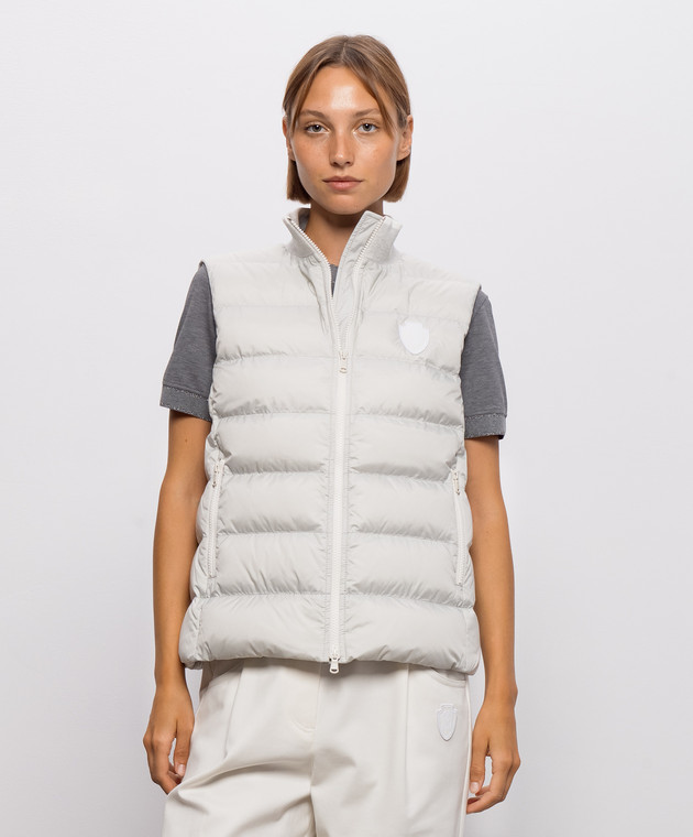 Brunello Cucinelli Сірий пуховий жилет з нашивкою емблеми MD5983306 зображення 3
