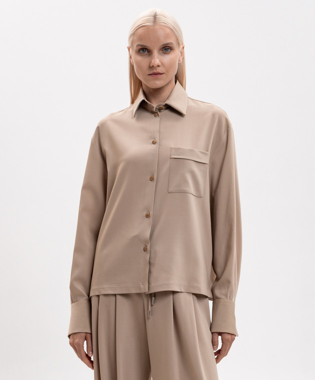 Ermanno Scervino Бежевая рубашка из шерсти D492K387YXJ изображение 3