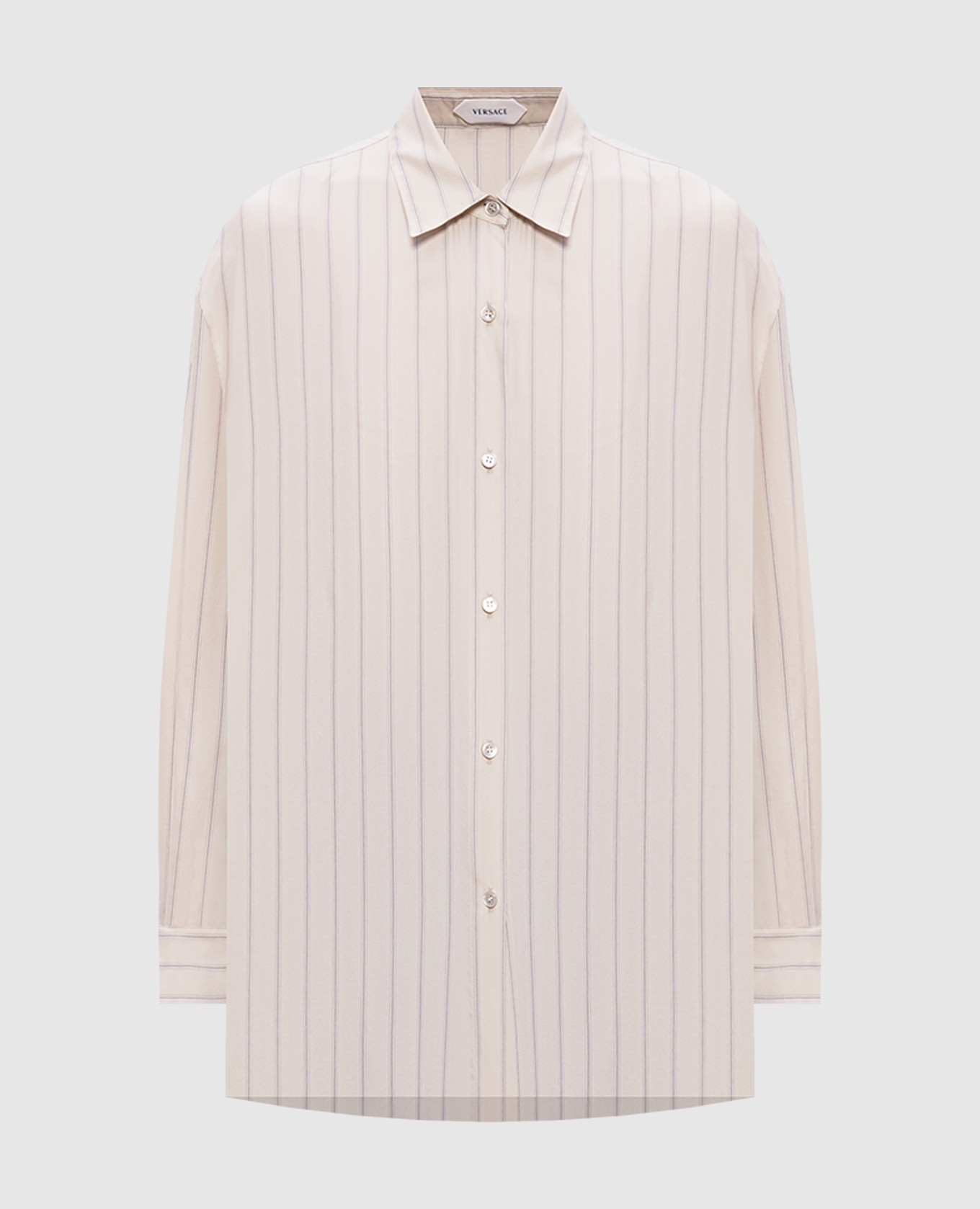 

Бежевая блуза из шелка в полоску, Бежевый, Блузы