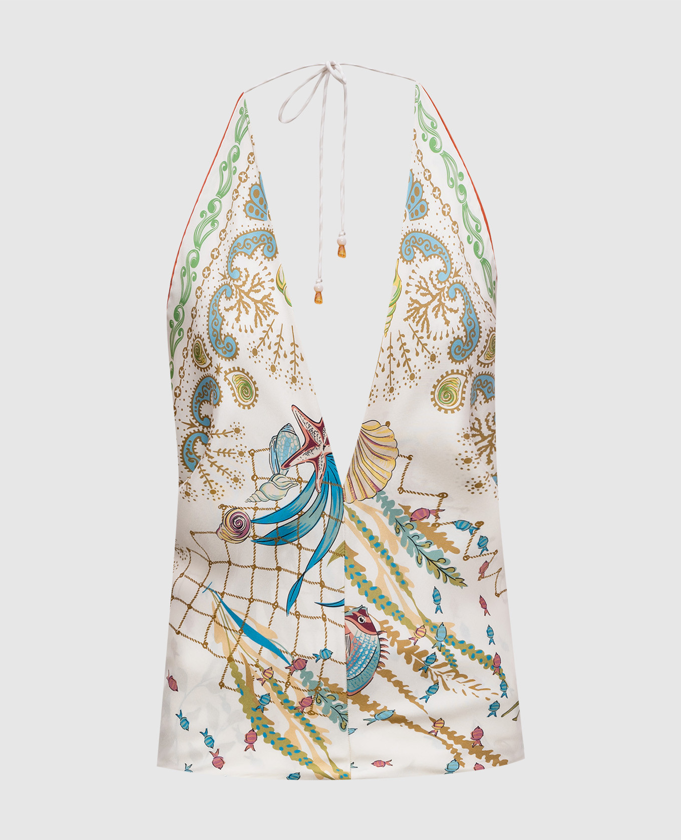 Топ Erita кольору айворі із шовку в принт