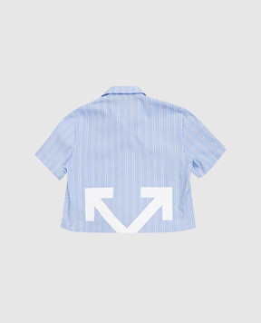 Off-White Дитяча блакитна сорочка в смужку 44GGA018S26F001
