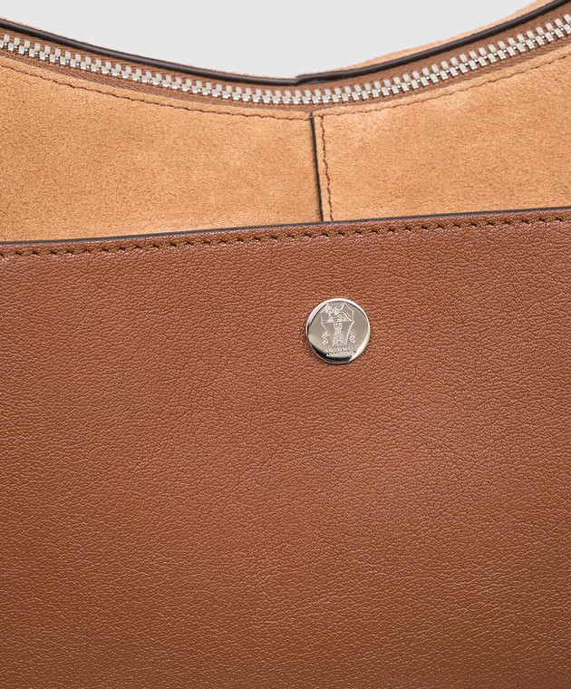 Brunello Cucinelli Коричнева замшева сумка з тисненням логотипа MBDMBU442P зображення 4