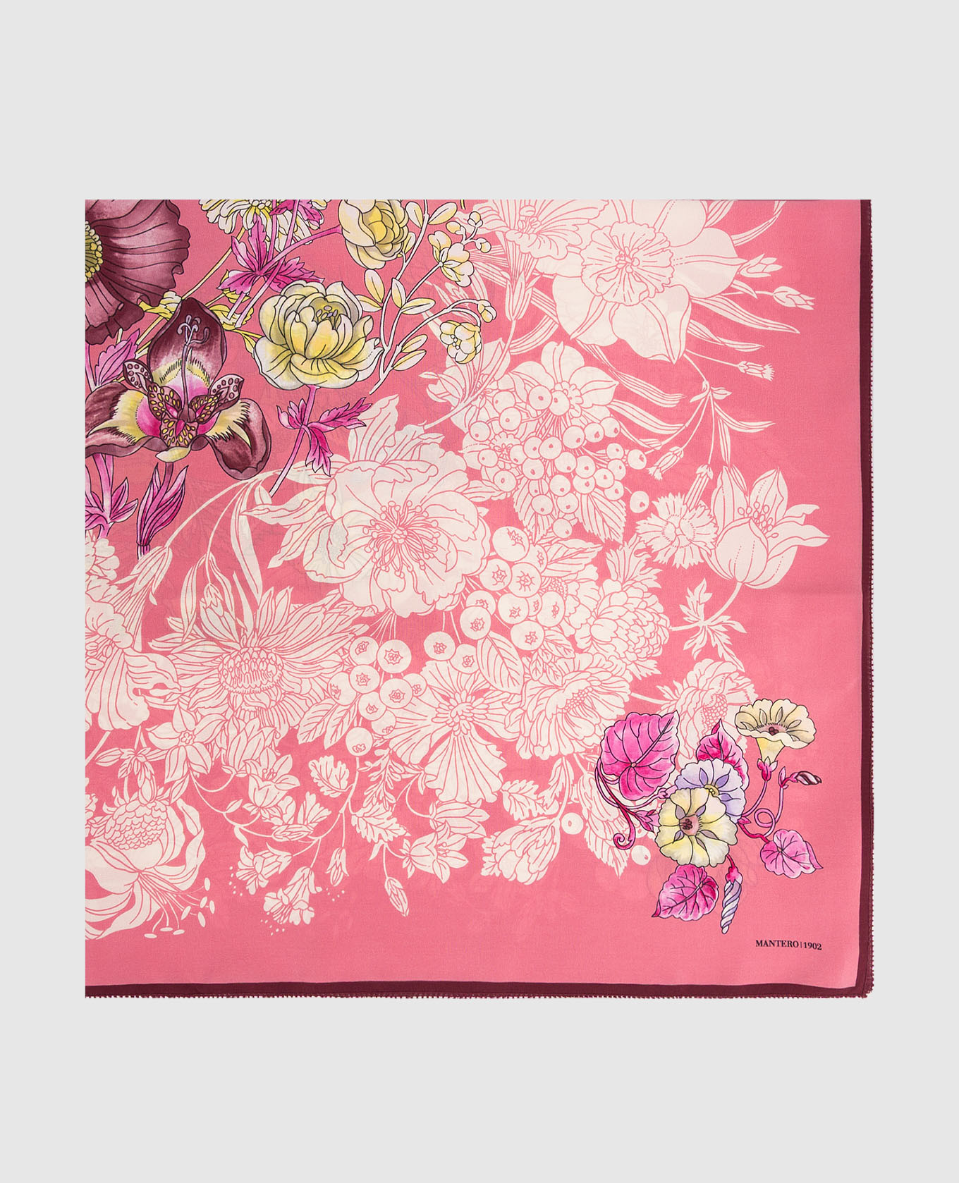 Розовый платок Alba Flora из шелка
