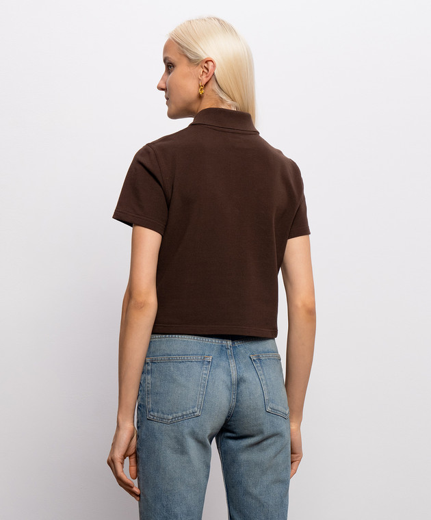 Saint Laurent Коричневое поло Cassandre A003I4Y38EK изображение 4