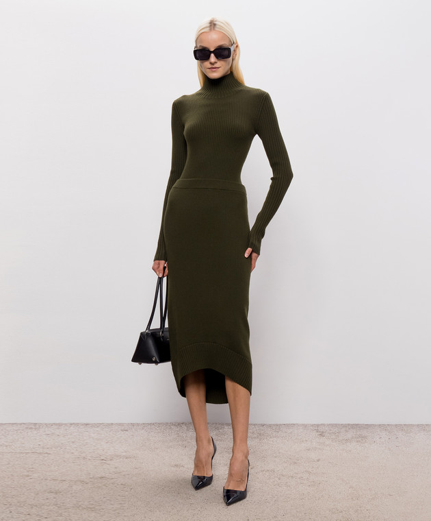 Victoria Beckham Зеленый гольф с шерстью мериноса в рубчике 1426KJU007539A изображение 2