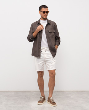 Canali Коричнева сорочка з льону з емблемою AE0595831021