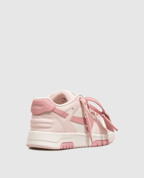 Off-White Дитячі рожеві шкіряні кросівки Out Of Office OF06415655