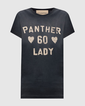 Valentino Серая футболка Panther Lady с винтажным эффектом 8B3MG24Y9GL