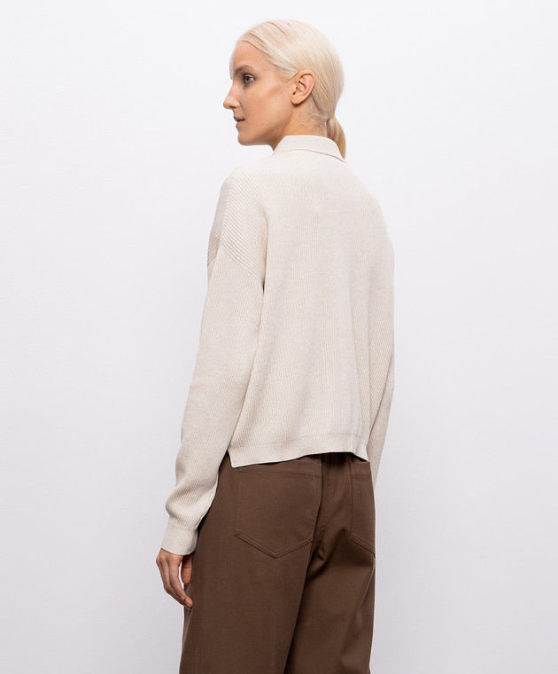 Brunello Cucinelli Бежевый свитер из хлопка с цепочкой мониль M19194705 изображение 4