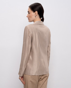 Peserico Бежевий жакет з льоном з брендовим патчем S01163F01921