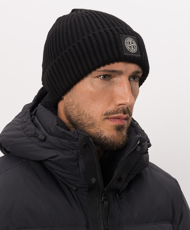 Stone Island Чорна шапка з вовни L2S15N100002S00C3 зображення 2