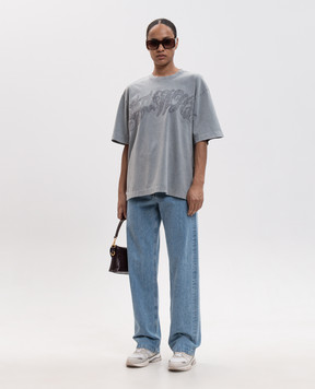 Off-White Сіра футболка з вишивкою логотипа 2FA00429T