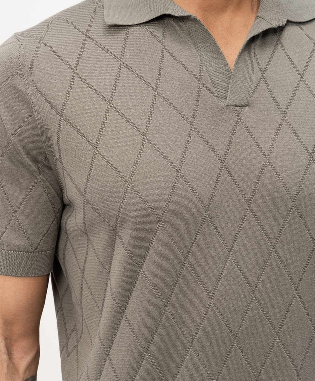 Brunello Cucinelli Зелене поло в геометричний візерунок M29806505P зображення 5