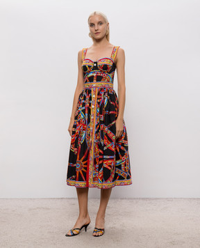 Dolce&Gabbana Черное платье в принт F615YTGDDTF