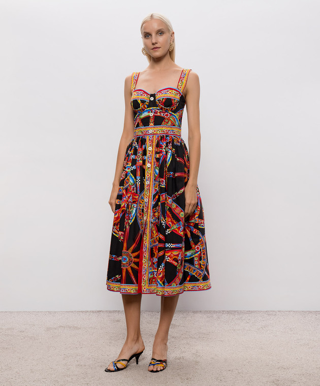 Dolce&Gabbana Чорна сукня в принт F615YTGDDTF зображення 3