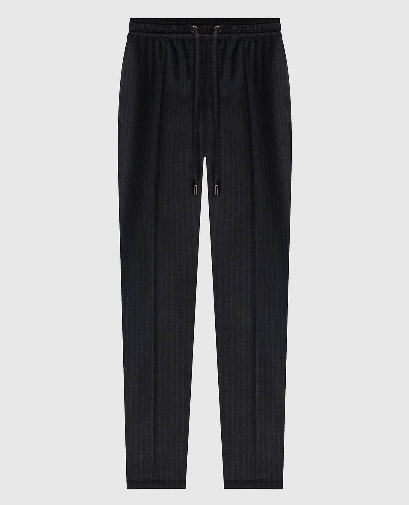 Черные брюки из шерсти в полоску